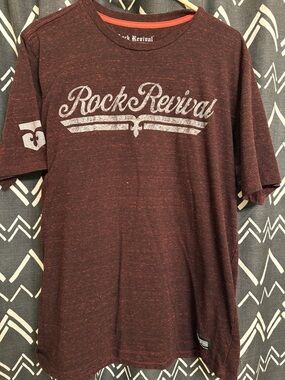 Rock Revival Maroon Heathered Short Sleeve Logo Tee